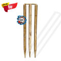 Wooden Cricket Stumps - 1 Set -Wooden color.