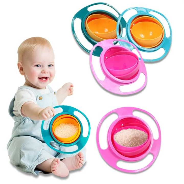Kids Universal Gyro Bowl 360 Rotate Spill-Proof Practical Design Children Rotary Balance Solid Feeding Dishes Plate Tableware