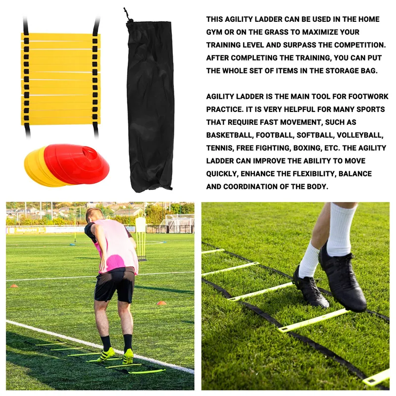 Sports Speed Agility Training Set 10 Disc Cones and Agility Ladder