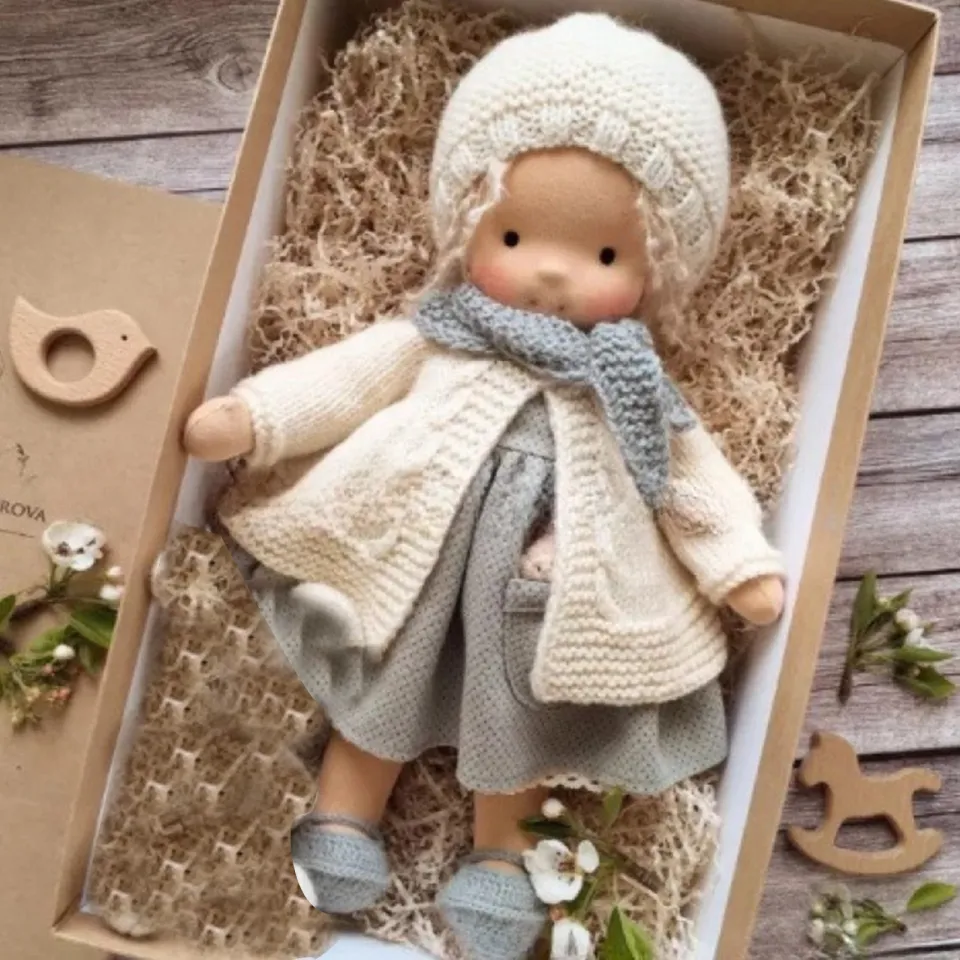 Radiant Knitted Dolls with Long Hair 12 Handmade Waldorf Doll Soft
