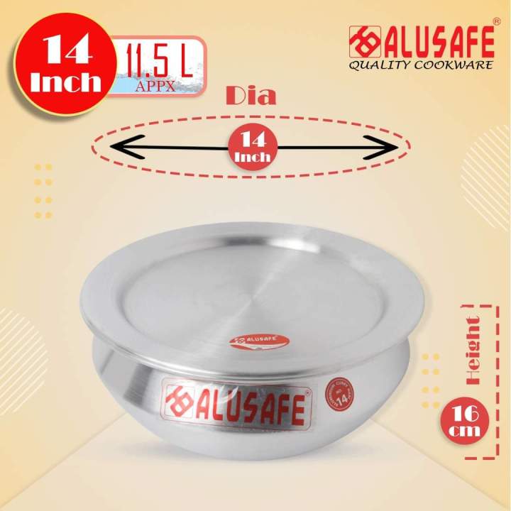 Aluminium Tarkari Hari With Lid 14 Inch
