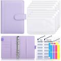 A6 PU Leather Budget Binder,with 8 A6 Binder Bags,12 Papers,6 Ring Binder Budget Envelope System, with Label Stickers D.