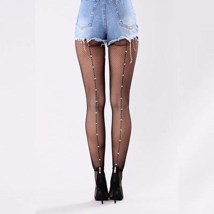 2021%20Vintage%20Design%20Back%20Line%20Seam%20Pantyhose%20Women's%20Diamonds%20Fishnet%20Stocking%20Shiny%20Tights%20Black%20Beading%20Collant%20-%20Image%204