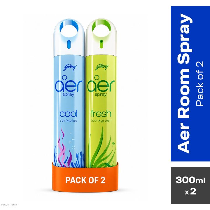 Aer Room Air Freshener Spray (Fresh Lush Green + Cool Surf Blue) 600ml - Pack Of 2