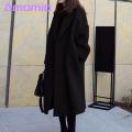 Amamia Women Fall Coat Open Stitch Windproof Women Winter Overcoat.