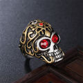 Wholesale Punk 316l Stainless Steel Skull Ring For Men With Cubic Zircon Drop Punk Jewelry Demon Ring. 
