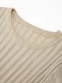 Elegant Ribbed Knitted Long Dress Women Casual O-neck Short Sleeve Bodycon Dresses 2023 Autumn Ladies Pleated A-line Maxi Robe. 