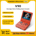 POWKIDDY v90 3-Inch IPS Screen Flip Handheld Console Dual Open System Game Console 16 s Retro PS1 Kids Gift 3D New Game. 