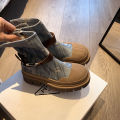 JIABUJIA/Jia Is Not Fake-2023Early Autumn New Fashion All-Match round Head Solid Color Denim Style Short Tube Motorcycle Boots. 