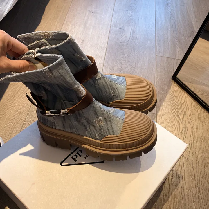 JIABUJIA/Jia%20Is%20Not%20Fake-2023Early%20Autumn%20New%20Fashion%20All-Match%20round%20Head%20Solid%20Color%20Denim%20Style%20Short%20Tube%20Motorcycle%20Boots%20-%20Image%205