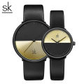 SK couple watch three-needle belt men's and women's pair watch fashion contrast minimalist quartz watch waterproof watch cross-border 9016.