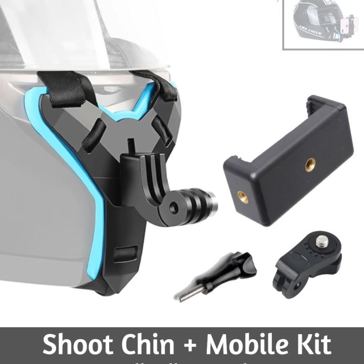 Helmet Chin Mobile Mount, Complete with a Secure Phone Holder, to Transform Motorcycle Helmet into a Versatile Stand