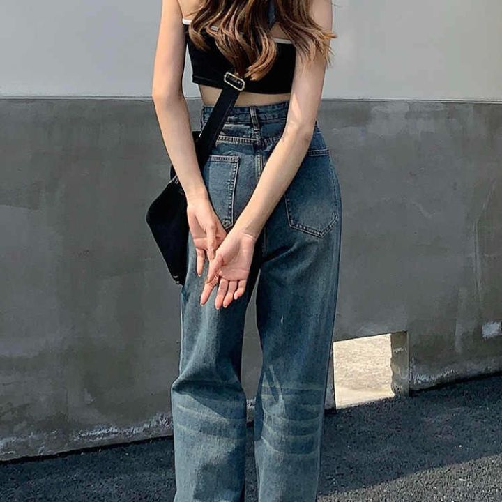 New%20Ripped%20Harlem%20Jeans%20Women's%20High%20Street%20Tide%20Loose%20Cool%20Straight%20High%20Waist%20Wide%20LeghiphopHip%20Hop%20-%20Image%202