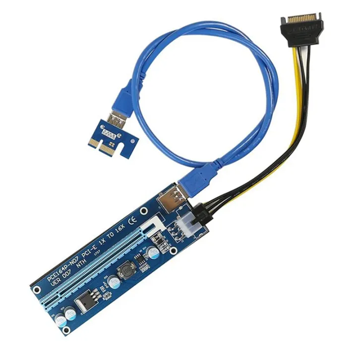 PCIE%20Riser%201X%20to%2016X%20Powered%20Riser%20Adapter%20Card%20,60cm%20USB%203.0%20Extension%20Cable,%206%20Pin%20SATA%20Power%20Cable%20-%206%20Pack%20-%20Image%207