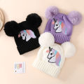 Alien Unicorn Pattern Beanie Embroidered Toddler Baby Knit Hat Winter Pom Hats Warm Cap For Boys Girls 1-4 Years Old.