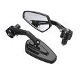 Universal Handle End Looking Glass for Motorcycle. Metal Full Black. 