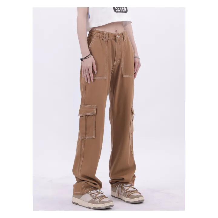 Summer%20American%20Retro%20High-Looking%20Slimming%20Washed%20Denim%20All-Match%20Loose%20Straight%20Cargo%20Pants%20Unisex%20Style%20Universal%20-%20Image%202