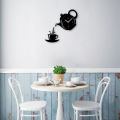 【Cathery Baby Store】Creative Diy Acrylic Coffee Cup Teapot  Wall Clock Decorative Clocks Room Dining Room Home Decor Clock. 
