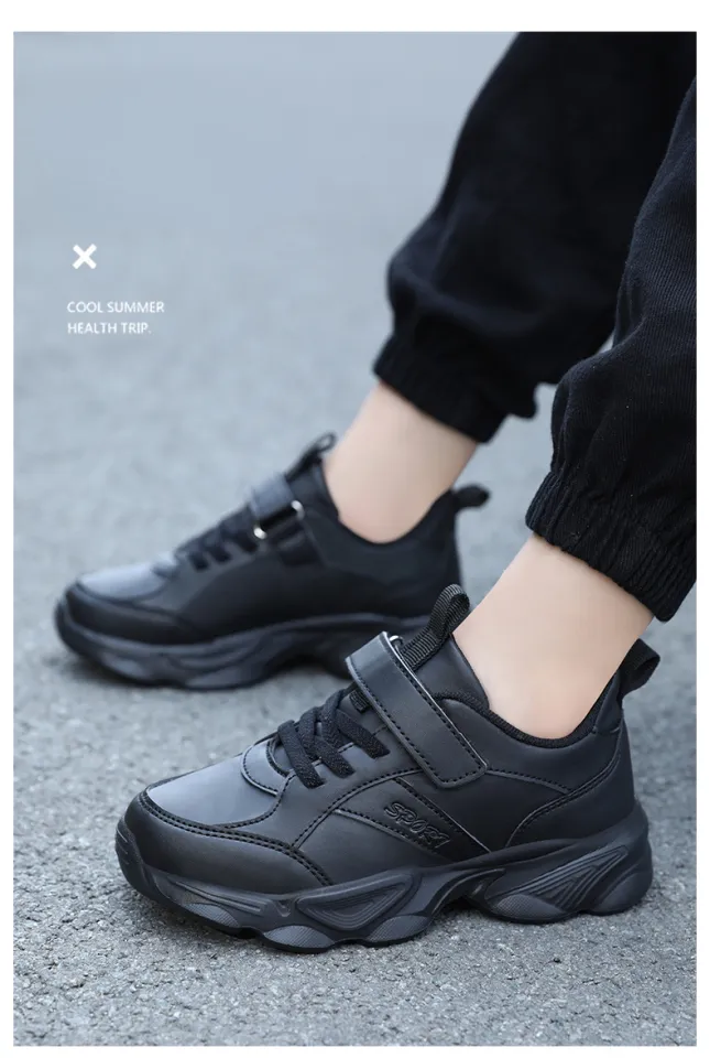 Children Shoes Kids Casual Sneakers Black Pu Leather Sports Shoes