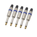 5Pcs/lot 6.35mm Male Plug Mono / Stereo Audio Jack Plugs Connector 1/4 6.35mm TS/TRS Audio Microphone Wire Cable Soldering Type.