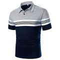 Men Short Sleeve Polo Shirt Casual Top Contrast Color Design Striped Ribbon Decoration Summer Fashion Men Polo Shirt. 