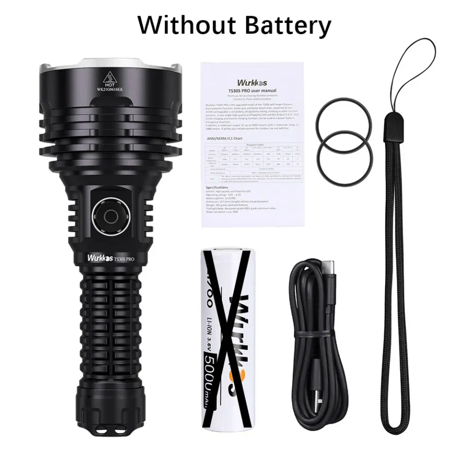 Wurkkos TS30S Pro 21700 Rejected Tactical Flashlight LED USB-C