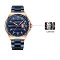 CURREN 8375 Calendar Business Waterproof Stainless Steel Band Luxury Quartz Watches for Men - Blue , Rose Gold.
