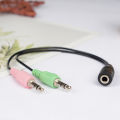 3.5mm Stereo Audio Female to 2 Male Headset Microphone Y Splitter Cable Adapter In stock.