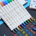 10pcs Metal Glitter Markers Dual Brush and Fine Tip Pen For DIY Album Scrapbooking Craft Supplies Ceramic Stone Birthday Gift. 