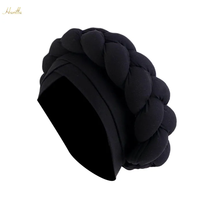 Women%20African%20Turban%20Head%20Wrap%20Headscarf%20Headwear%20Hair%20Headwrap%20Hat%20Beanie%20for%20Wet%20Black%20-%20Image%204