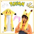Anime Pokemon Pikachu Women Hat Beanie Can Moving Bunny Ears Hat with Shine Earflap Movable Ears Casual Animal Cap Beanies Gift.