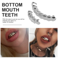 Hip Hop Teeth Set Top Bottom Mouth Teeth Grills Fashion Removable Dental Grills Jewelry(silver+white). 
