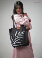 Crafty Tottes Leaf Hand Painted Trendy Fashionable Canvas Tote Bag with Zipper for Man and Women. 