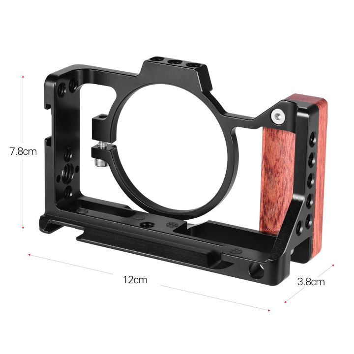 Camera%20Cage%20Compatible%20with%20Sony%20ZV1%20Camera%20with%20Wooden%20Handle%20Grip%20Cold%20Shoe%20for%20Mounting%20Microphone%20LED%20Light%20-%20Image%208