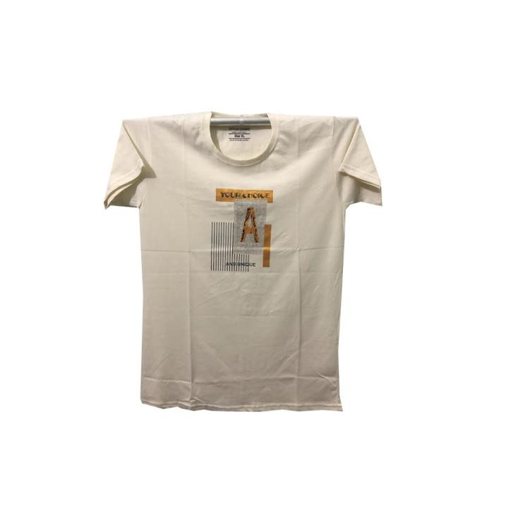 T-Shirt Cotton Material Off White Color Size- XL For Men Daraz