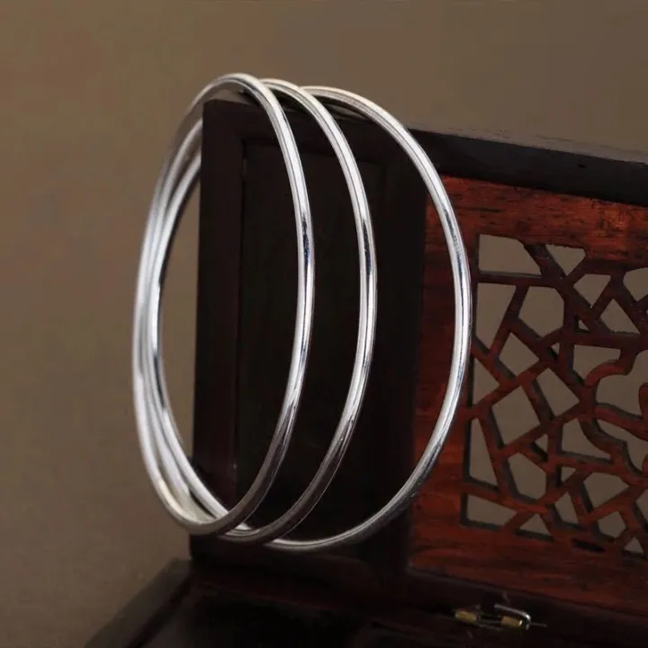 Glossy%20bracelet%20female%20999%20pure%20silver%20multi-circle%20solid%20three-ring%20student%20simple%20closed%20Korean%20version%20thin%20bracelet%20versatile%20foot%20silver%20-%20Image%202