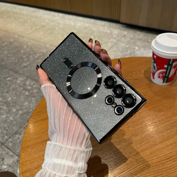 Luxury%20Glitter%20Wireless%20Charge%20For%20Samsung%20Galaxy%20S24%20S23%20S22%20S21%20Ultra%20Plus%20Case%20Magnet%20MagSafe%20Allround%20Camera%20Cover%20Shell%20-%20Image%203