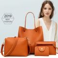 4Pcs Faux Leather Shoulder Bag Women Handbag Purse Set Trend Female Shoulder Bag Casual Ladies Crossbody Bags Clutches Totes.