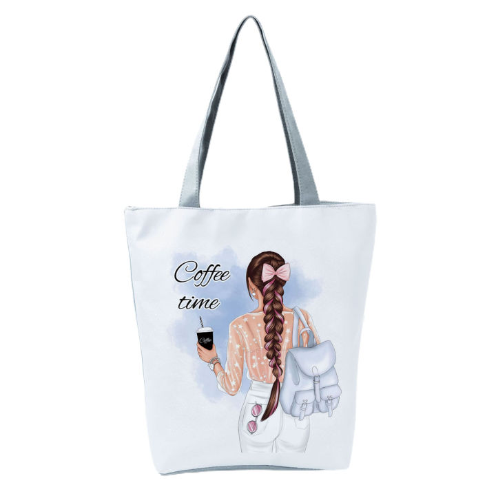 Women%20Tote%20Bag%20Solid%20Structure%20Foldable%20People%20Print%20Lady%20Shoulder%20Pouch%20-%20Image%205