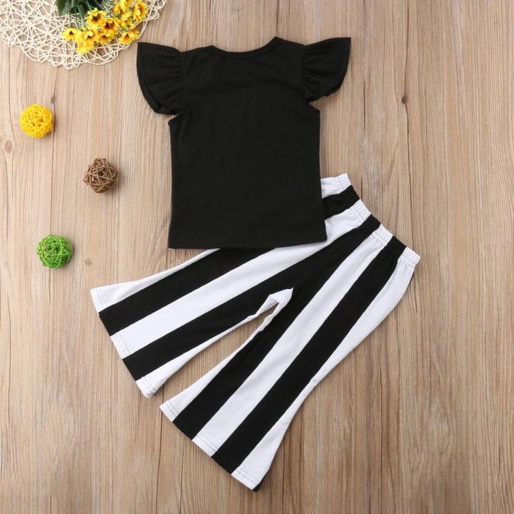 New%20Fashion%20Toddler%20Girls%20Kids%20Tops%20Letter%20Print%20T%20Shirt%20Bell%20Bottom%20Black%20White%20Pants%20Trousers%20Outfits%20Set%20Clothes%20-%20Image%209
