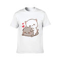 Cute Mochi Peach Cat Milk Goma Cartoon T Shirts Men Women's Cotton Funny T-Shirts O Neck Tees Short Sleeve Clothing Gift Idea. 