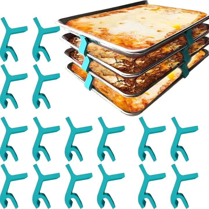 Quick Bake Stackable Space-saving Baking Sheet Stackers Stackable Compatible 4Pcs Set Tray ...