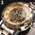 Mechanical Watch Luxury Waterproof Hollow Watch Men Skeleton Roman Numerals Hollow Dial Stainless Steel Band Automatic Watch. 