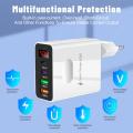 4 Ports Quick Charger Head 2 Type-C 45W Multi Plug Wall Charger 2 USB Phone Charging Adapter Digital Display for iPhone Huawei. 