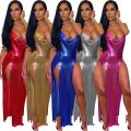 YD8561-A6 European and American Women's Clothing Amazon New Open Back Halterneck Irregular Dress Cross-border. 