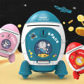 Piggy Bank For Boys Girls Cartoon Space Rocket Large-capacity Money Saving Box Desktop Decoration For Birthday Gifts. 