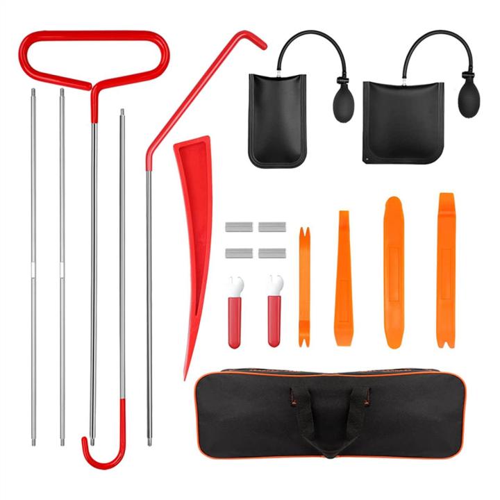 19-Piece Car Kit Equipped with Stainless Steel Long-Distance Fastener, Non-Destructive Wedge, Gas Wedge Pump