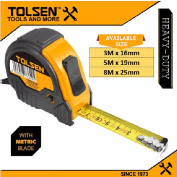 Tolsen Measuring Tape w/ Metric Blade Only (3M  5M  8M) PVC Cover 3 Stop Button 35006, 35007, 35008