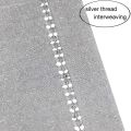 Hand Hemstitched Dining Table Runner Dresser Scarves, Silver Thread Interweaving (Dark Beige, 12 x 72 Table Runners). 