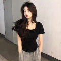 Short Sleeve T T-shirt Women's Summer New Korean Style Slim Fit Casual Bottoming Shirt Student Niche Hot Girl Girl Blouse Fashion ins. 